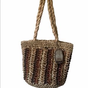 Sun ‘N’ Sand Brown and Tan Straw Tote Purse NWT
